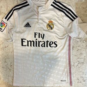 Adidas 2014/2015 Gareth Bale Kids Real Madrid White and Black Jersey size L
